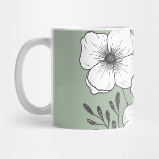 Vintage botanical flowers on green Mug